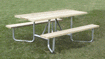 Picnic table allows two wheelchairs to join in